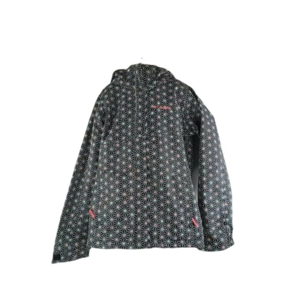 Columbia Girls Black Geometric Long Sleeves Hooded Comfort Jacket Size Medium
